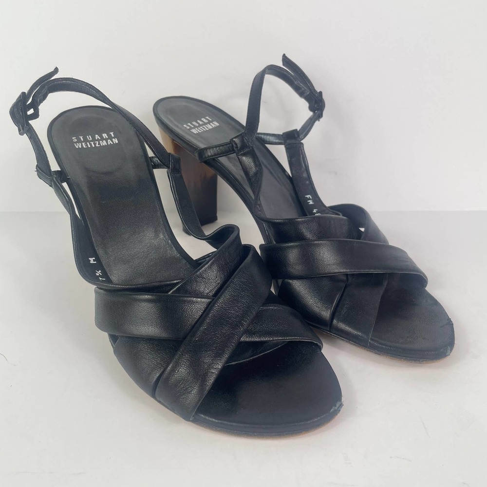 Stuart Weitzman Criss-Cross Black Heels Slingback